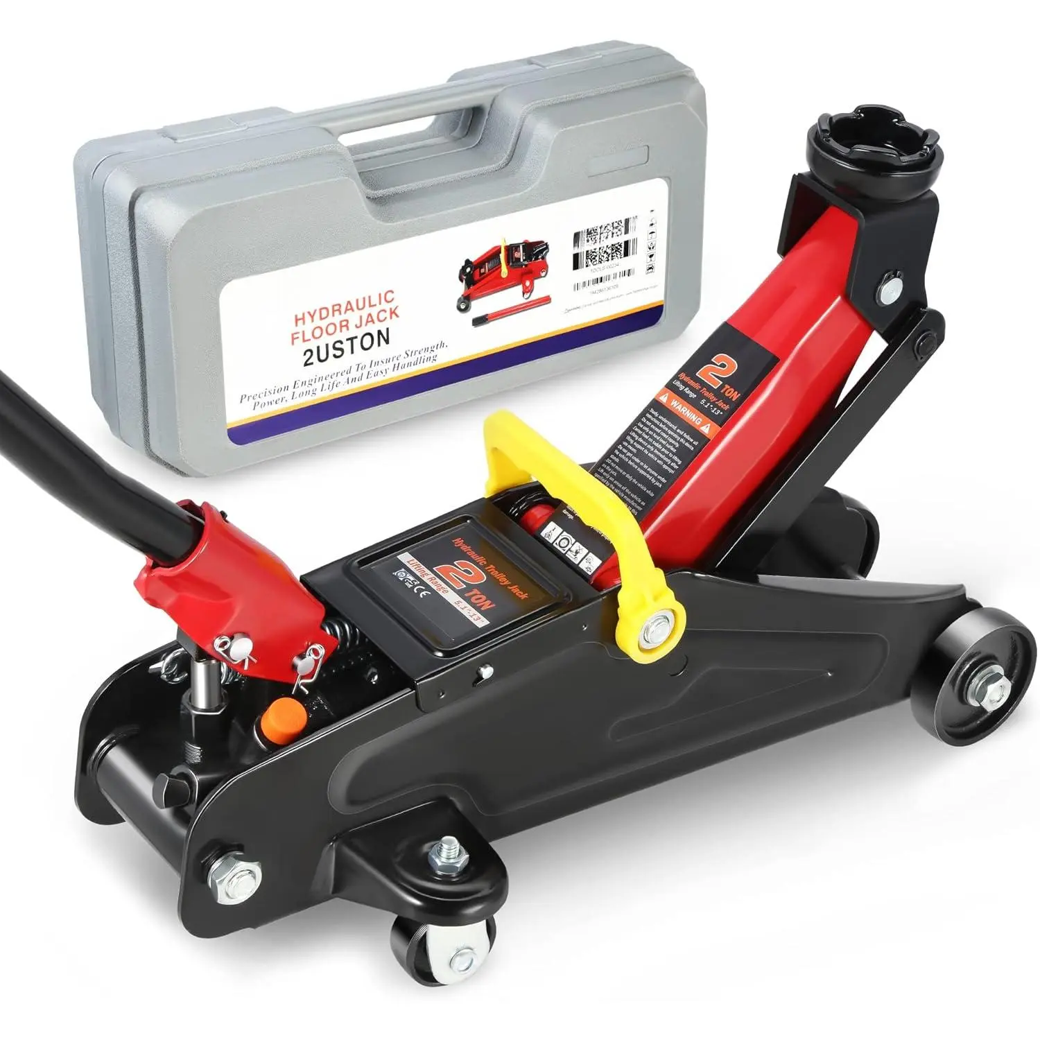 TOOLS-00234 Low Profile Hydraulic Trolley Service/Floor Jack, 2 Ton (4000 lbs) Capacity, Lifting Range 5.1"-13", Black