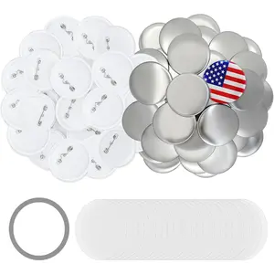 100 Sets 75mm Button Maker Supplies, 3 Inch Button Supplies Blank Badge  Includes Metal Covers, Plastic Backs& Clear Film, Compatible with Button Maker/Pin Press Machine