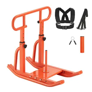 【Summerfinds】VEVOR Weight Sled,  Steel Power Sled, Fitness Training Sleds for Athletic Exercise Speed Improvement, Workout Equipment with Adjustable Height Handle, Compatible with 1/2 in Weight Plates, Orange