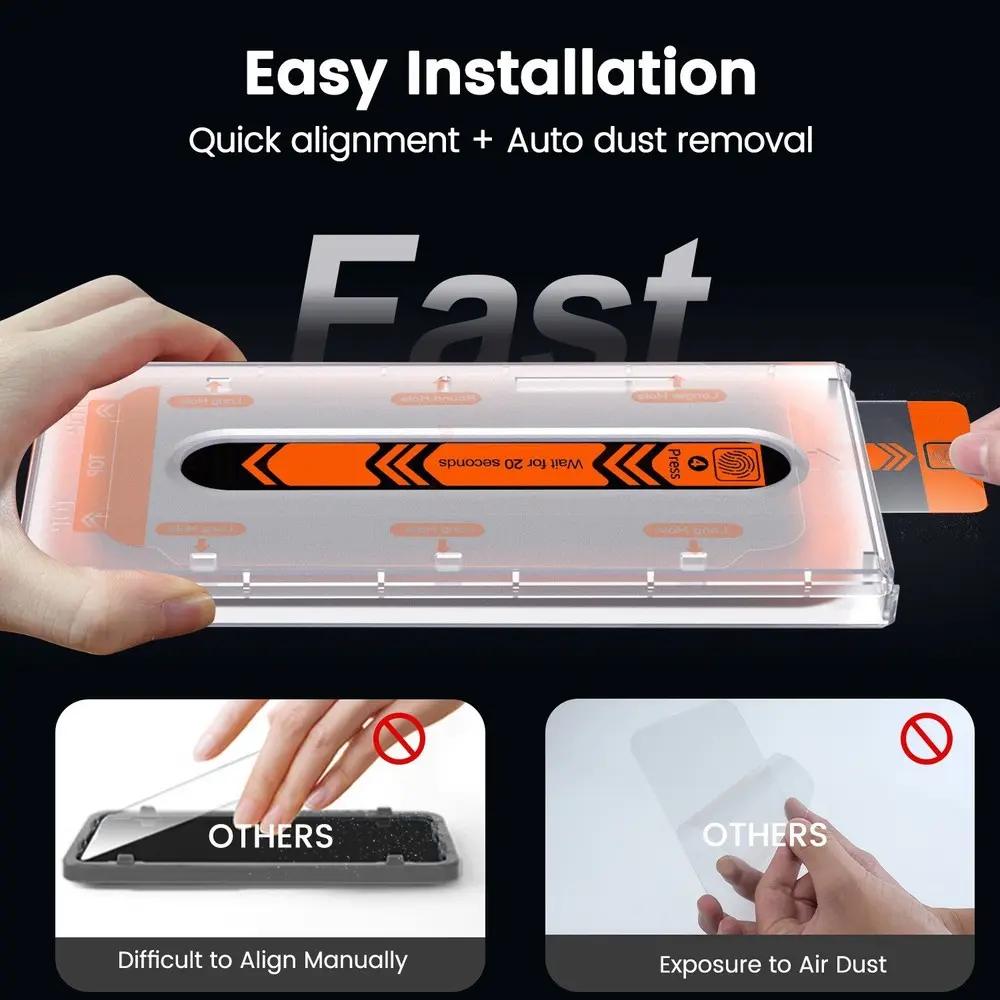 2 Pack Tempered Glass Screen Protector for Samsung Galaxy S25 Ultra/S24 Ultra - Clear/Privacy, Anti-Spy, Bubble-Free, Scratch-Resistant Durable Handheld Smartphone Accessory with Auto-Alignment Kit for Easy Fingerprint Recognition & Installation, Cellphon
