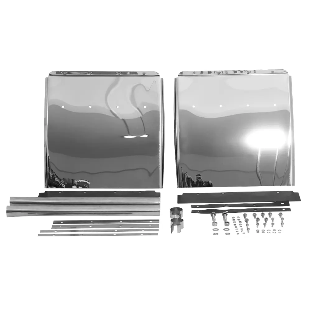 Stainless Steel 2-Piece Semi Truck Quarter Fenders Set, 24"x24" Auto Parts Accessories, Compatible with Freightliner, Volvo VNL, Kenworth Trucks