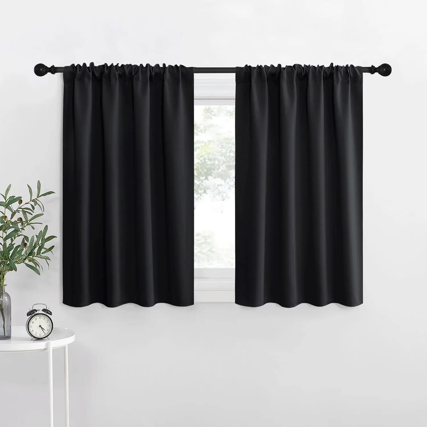 NICETOWN Short Curtains， Black Out RV Bunk Panels for Kitchen - Energy Smart Decoration Thermal Insulating Blackout Drapes/Draperies for Small Window (2 Panels， 34 inches Wide by 30 inches Long)
