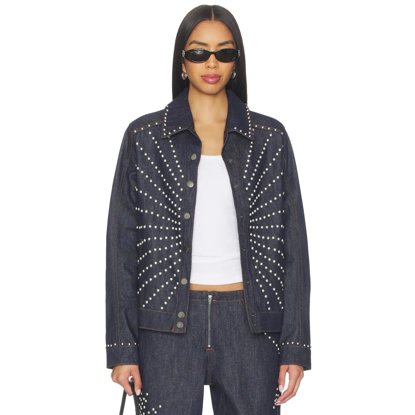 Understated Leather Sunburst Jacket in Dark Indigo