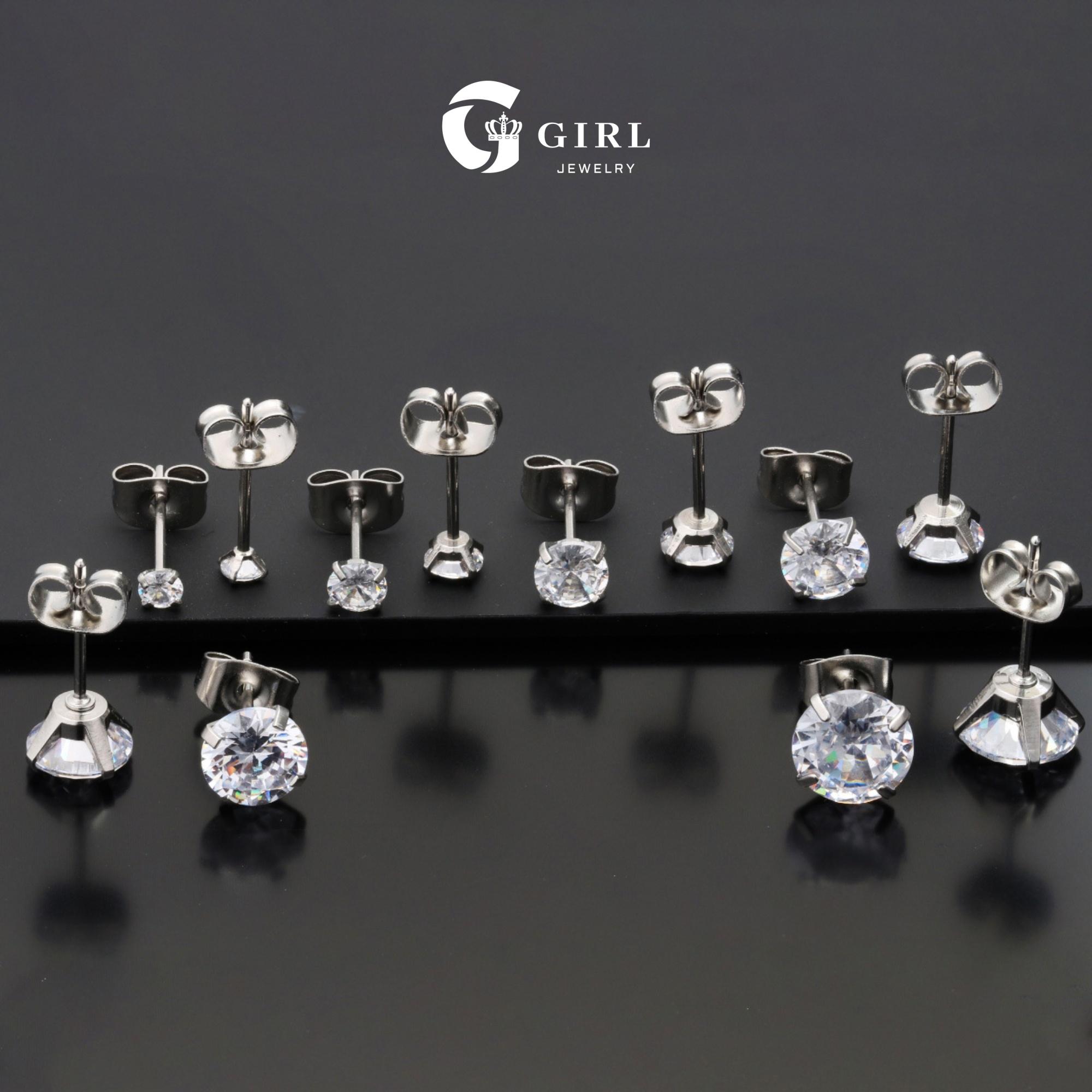6 Pairs Stud Cubic Zirconia Earrings Set( 3-8mm), Stainless Steel Hypoallergenic Cubic Zirconia Earrings Chic Gorgeous Jewelry As Gift for Girlfriend, Elegant Minimalist Earrings 6 Pairs Stud Cubic Zirconia Earrings Set( 3-8mm), Stainless Steel Hypoallergenic Cubic Zirconia Earrings Chic Gorgeous Jewelry As Gift for Girlfriend, Elegant Minimalist Earrings