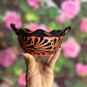 Relieve cazuelita salsera chica de color terracota con negro Salad Serving Bowls Ceramic Bowl Kitchenware Dinnerware Zebra Bowl Set Tableware
