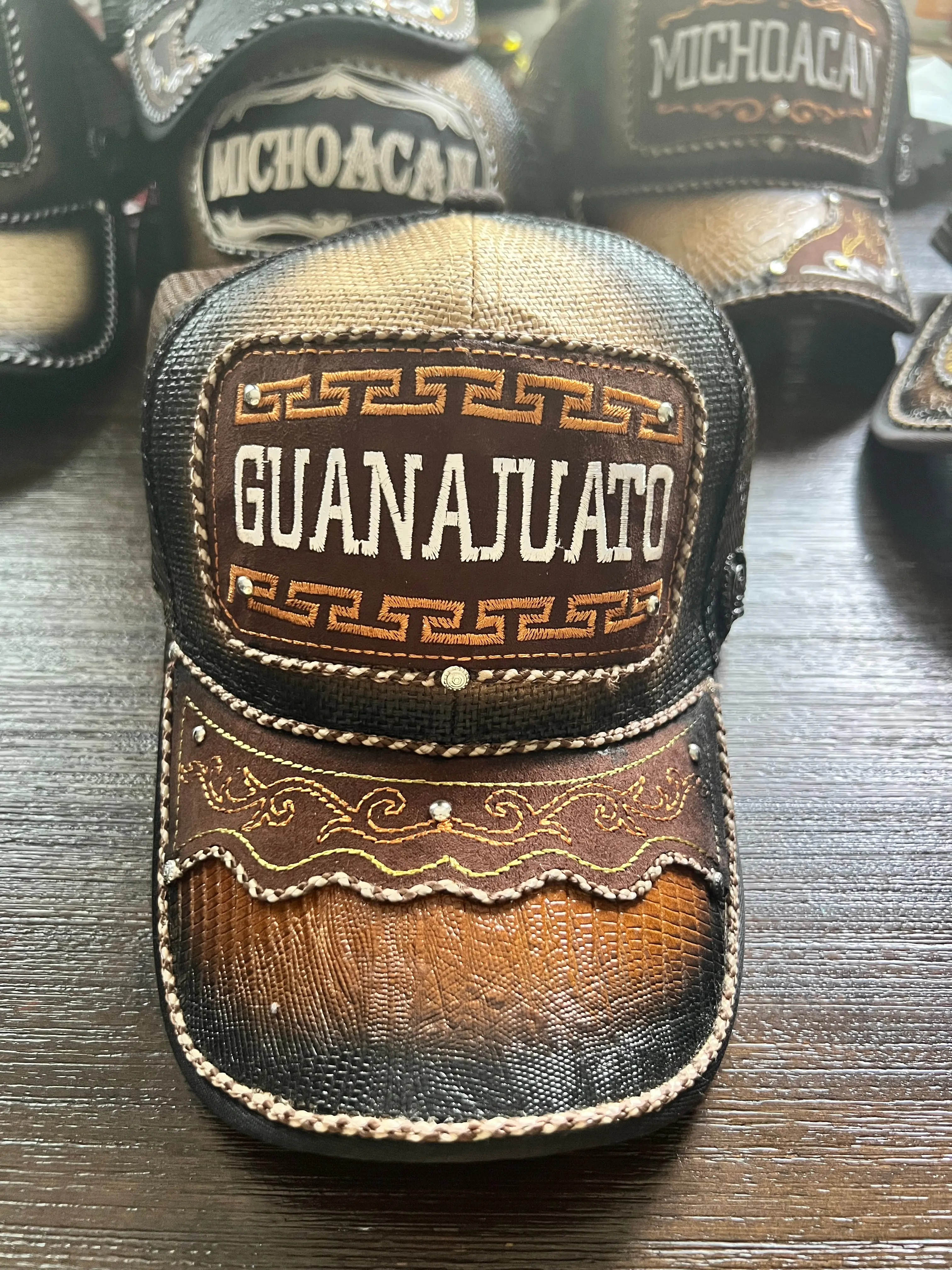Guanajuato Leather Trucker Hat with Snap Back