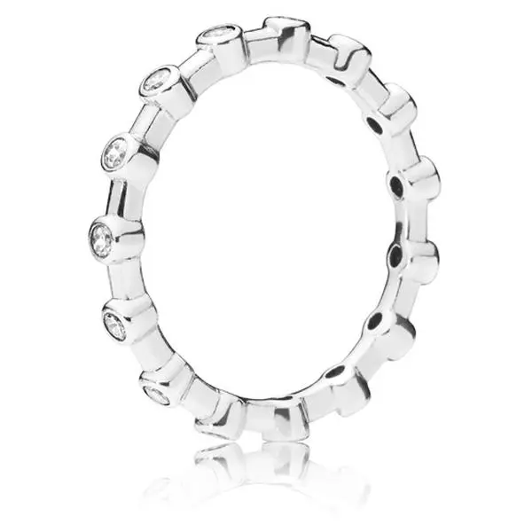 Pandora Silver Dazzling Dotted Ring, Mixed Metals Jewelry for Stacks, Create Beautiful Stacks, 197718CZ-50