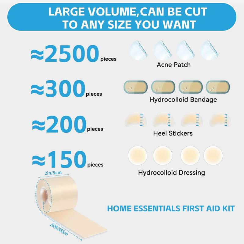Hydrocolloid Bandages For Care  Extra Large Medical-grade Roll With Self-adhesive Ultra Absorbent Flexible & Waterproof Diy Size Shape First Aid Kit (2in*16ft)