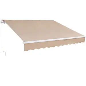 fathersdaygift VEVOR Manual Retractable Awning, 10x 8 ft Outdoor Patio Awning Retractable Sun Shade, Water-Resistant Polyester Patio Door Window Awning Sunshade Shelter with Crank Handle for Backyard, Balcony