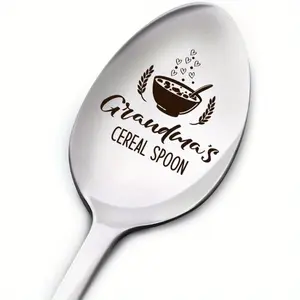 Engraved Spoon Gift for Grandma, Personalized Cereal Spoon, Perfect for Mother's Day, Birthday, Christmas, Stainless Steel Spoon
