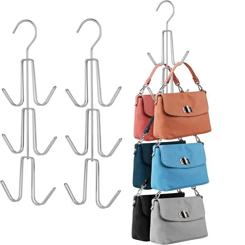 Purse Hanger Organizer for Closet, Hanging Bag Holder, Sturdy Swivel Metal Purse Hooks, Keeping Purses Visible and in Good Condition, Scarf Hanger, Me