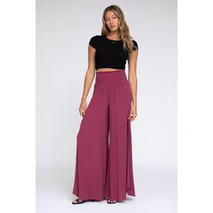 Front Wrap Wide Leg Pant - Brick