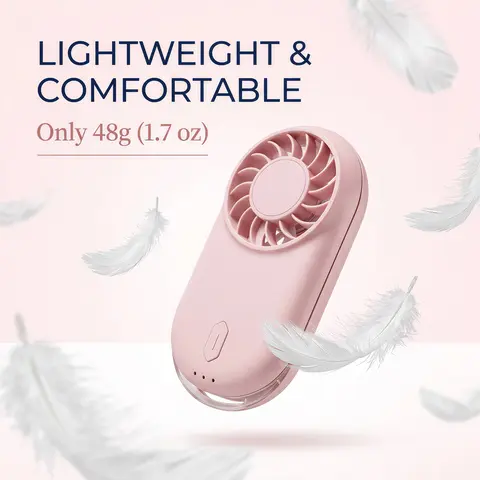 Battery Powered Portable Personal Fan - Rechargeable 3-Speed Adjustable Pocket-Size Cool Handheld, 10.5 × 5.2 Cm Lightweight USB Charging Mobile Fan, Desk Cooling for Office, Outdoor Use (Home & Festive Party Supplies)