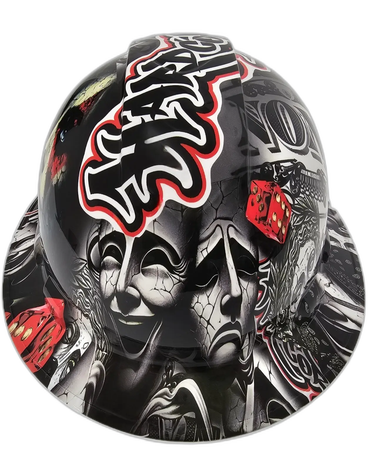 Laugh Now Cry Later Masks - Custom Hydro Dipped Full Brim Hard Hat