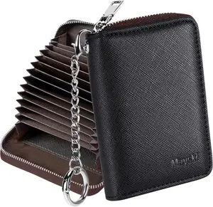 Credit Card Holder, Zipper Credit Card Wallet for Women, Small Accordion Card Cases Holder,  Wallet, Business Card Cases, Black