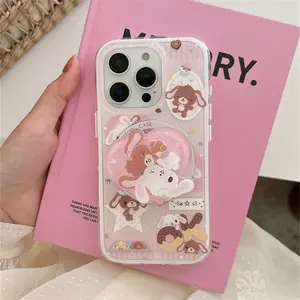 Cartoon Dessert Bunny Bear Magsafe magnetic stand phone case for IPhone 13 15 14 16 Pro Max wireless charging shockproof cover