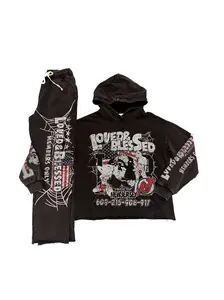 Loved n Blessed Spider Black Sweat Suit