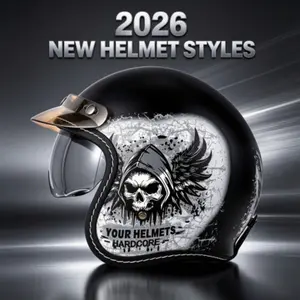 New Unisex Motorcycle Helmet, Vintage Cruiser Style, Three-Quarter Design, Electric Bike Half Helmet, Protective Gear for Riders