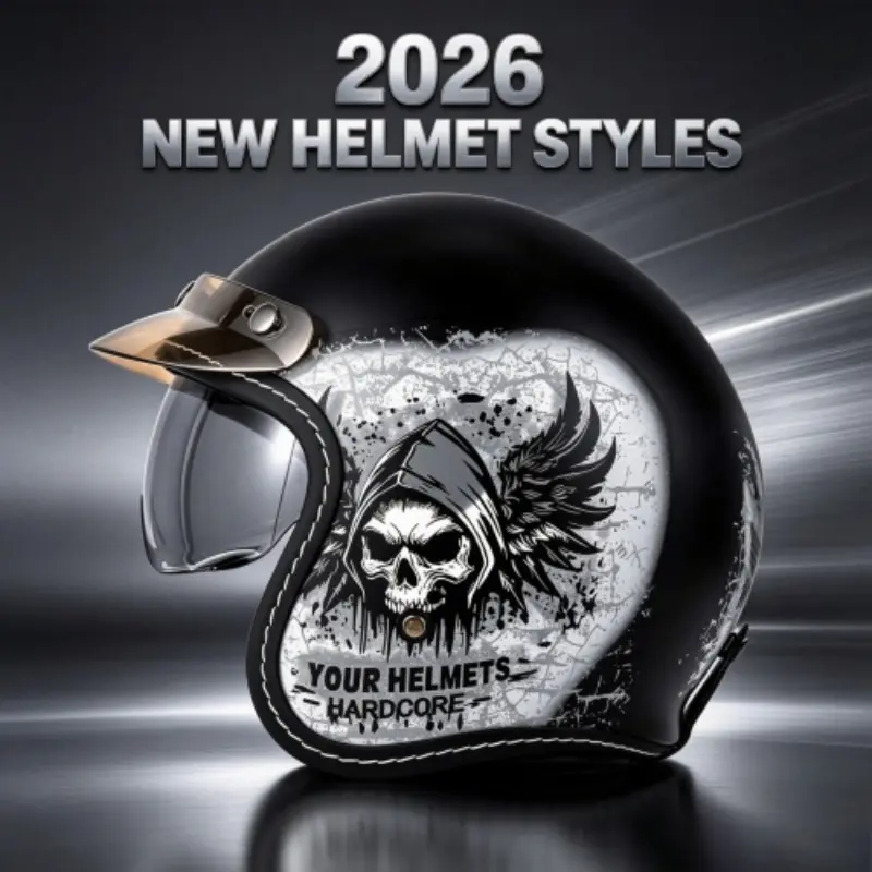 New Unisex Motorcycle Helmet, Vintage Cruiser Style, Three-Quarter Design, Electric Bike Half Helmet, Protective Gear for Riders, Motorcycle Riding Helmet, Wearable Helmet