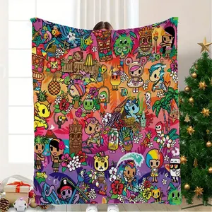 A gorgeous Tokidoki themed printed blanket that is soft, lightweight and durable, perfect for the office, sofa, bedroom or home. 60*50 inches