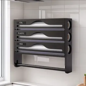 Wall-Mounted Wooden Cutter, Kitchen Storage Box, Multi-Functional Bamboo Film Wrapper Divider, Simple and Durable, Easy Kitchen Organization
