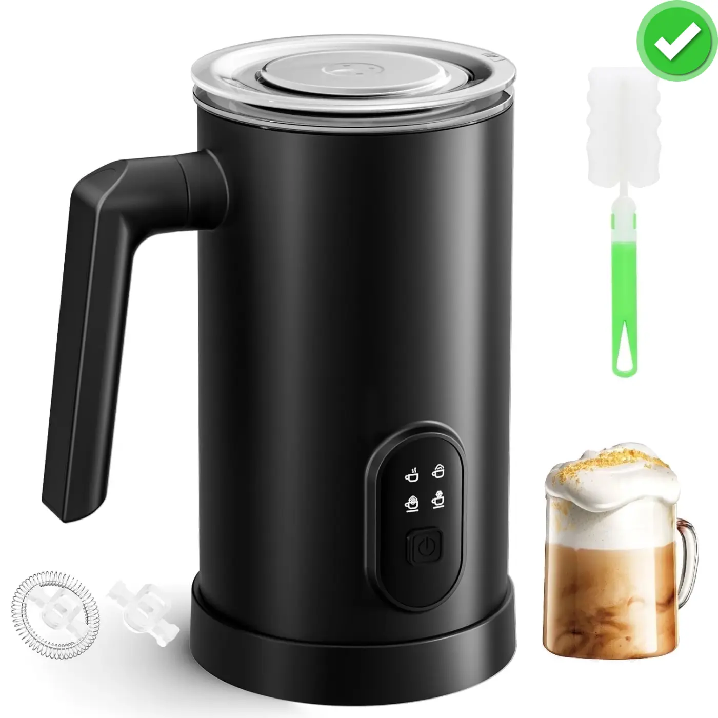 Electric Milk Frother, 4-in-1 Automatic Foam Maker & Milk Steamer, 12oz/350ml Warm and Cold Frother for Coffee, Latte, Cappuccino, Hot Chocolate