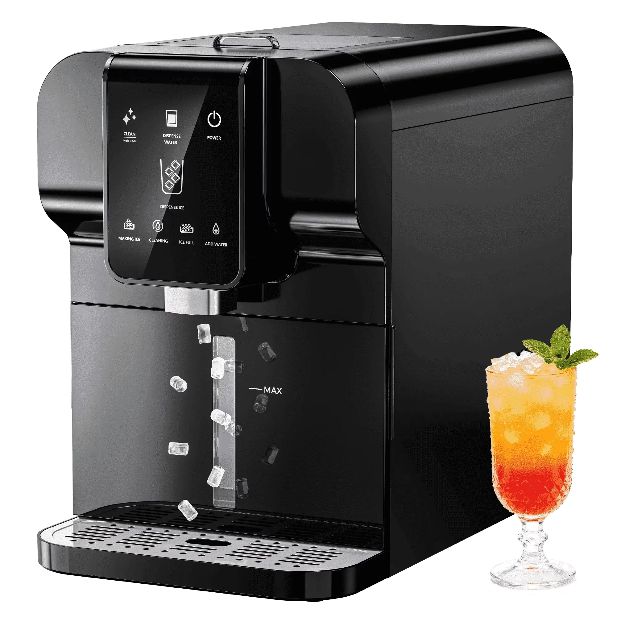SIMZLIFE 2-in-1 Nugget Ice Maker & Water Dispenser, 30Lbs/24H Countertop Ice Machine with Soft Chewable Ice, Automatic Ice Dispensing, Self-Cleaning, for Home, Office, RV & Apartment