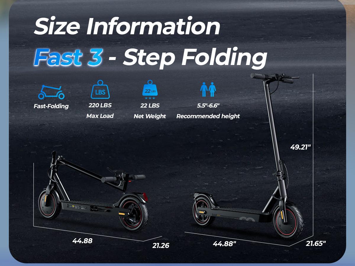 Foldable Lightweight Electric Scooter for Adults – 500W Peak Motor, 21/23 Miles Range, 18/21 MPH, 8.5" Tire & Drum Brake, App Control for Daily Commuting