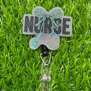 Nurse bow & stethoscope badge Reel