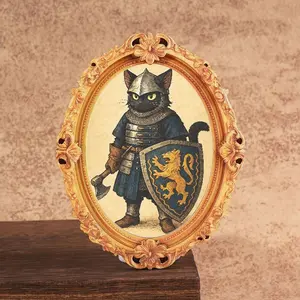 Funny Cat Refrigerator Magnet, Oval Frame Magnet, Mini Creative Frame Magnet, Decorative Fridge Magnets, Classic Decorative Art, Fun Home Decoration, Festive Gift, Unique Design, Miniature Size, Oval Shape