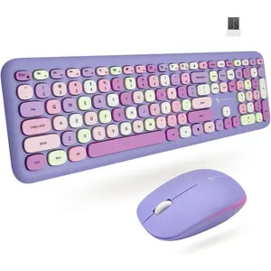 Retro  Keyboard and  Combo - 2.4G Full Size Colorful Keyboard and   - Cute and Aesthetic Retro Typewriter Combo for PC  Desktop and Laptop
