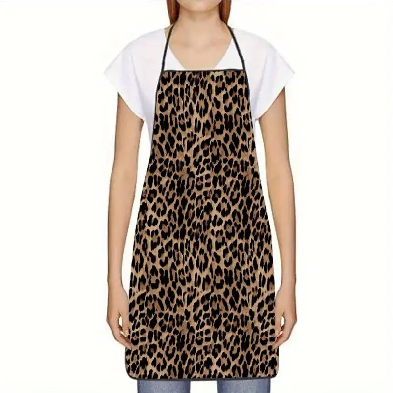 1pc Apron with Fashionable Leopard Print, Suitable for Men And Women in Home Kitchen Use, Kitchen Aprons