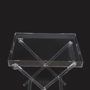 BeautyDAO Acrylic Folding Side Table, Clear End Table With Transparent Modern Design, Foldable Tray Table For Bedside Or Living Room Decor You deserve it