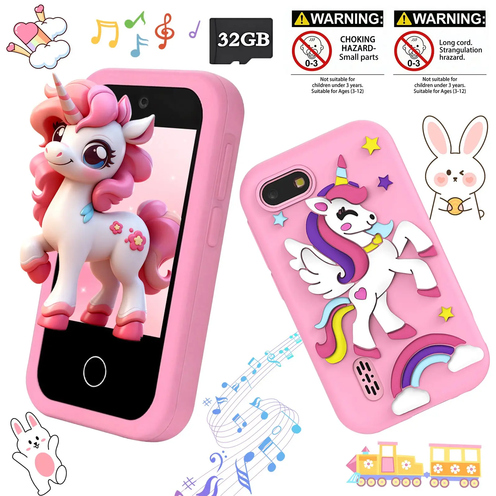 2026 Upgraded Kids Toy Phone Portable with 2.8" HD Touchscreen, Dual Camera & Video Recorder, 20+ Learning Games, Multilingual Educational Toddler Phone, Silicone Case, Long Battery Life Gift for Boys Girls Age 3-10