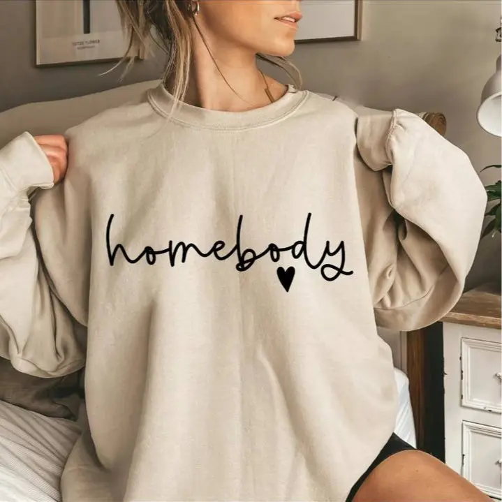 Homebody Sweatshirt, Cozy Pullover, Graphic Sweatshirt, Slouchy Shirt, Cute Trendy Sweater