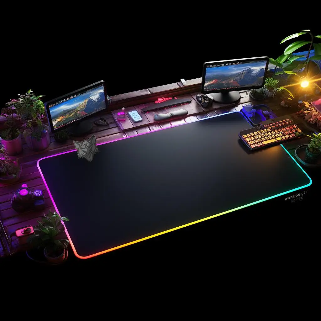 Gaming Mouse Pad with 14 Lighting Modes, Large Size RGB Lighting Gaming Mouse Pad, Gaming Game Table Mat, Non-slip Desk Mat for Home Office Game Room