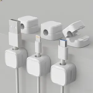 Magnetic Cable Clips, 6pcs Cable Holder, Cable Management Clip, Adhesive Wire Holder Keeper Organizer, Cord Organizer for Home Office Desk Phone Car Wall Desktop Nightstand