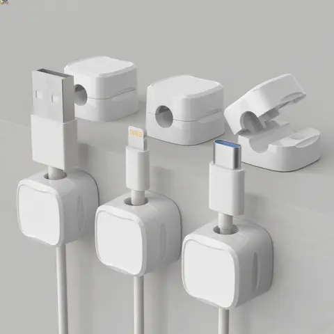 Magnetic Cable Clips, 6pcs Cable Holder, Cable Management Clip, Adhesive Wire Holder Keeper Organizer, Cord Organizer for Home Office Desk Phone Car Wall Desktop Nightstand, Cable Management Kit, Cable Organizers for Cords