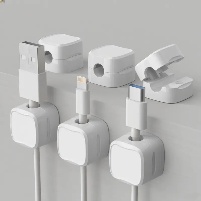 Magnetic Cable Clips, 6pcs Cable Holder, Cable Management Clip, Adhesive Wire Holder Keeper Organizer, Cord Organizer for Home Office Desk Phone Car Wall Desktop Nightstand, Cable Management Kit, Cable Organizers for Cords