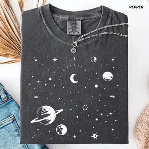 Comfort Colors Celestial Stars Planets and Constellations TShirts Exploration Adventurer Trendy Soft Creative Gifts Astronomy Astrologist Tee