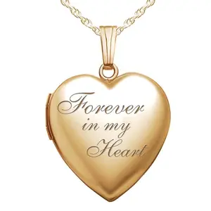 Yellow Gold "Forever in my Heart" Photo Locket Fabric