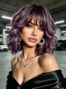 14-Inch Short Wavy Bangs Wig, Natural Fiber Hair, Suitable for Daily Wear, Parties, Halloween, All Seasons, With Bangs Wig, Wigs With Bangs, Party Wig