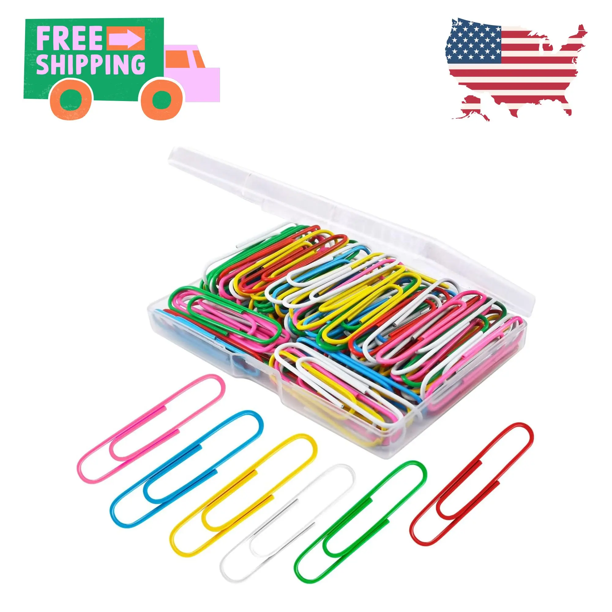 Paper Clips, 100Pcs 2 Inch Large Paperclips, Assorted Colored