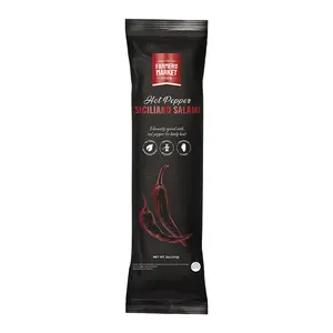 Farmers Market Foods Hot Pepper Siciliano Salami – Wisconsin Made Clean Label Salami, No Added Nitrates or Nitrites, Gluten Free, High Protein, Low Carb, Shelf Stable Spicy Gourmet Meat Snack