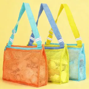 Mesh Beach Bag with Zipper, Sand Toy Storage Bag for Holding Shells and Pool Accessories, Swimming Gear for Kids, Boys and Girls