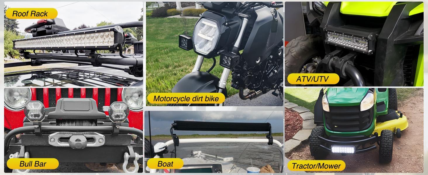 Nilight - 90020D 4PCS Mounting Bracket Kit LED Off-Road Light Horizontal Bar Tube Clamp Roof Roll Cage Holder,2 Years Warranty, Black Nilight - 90020D 4PCS Mounting Bracket Kit LED Off-Road Light Horizontal Bar Tube Clamp Roof Roll Cage Holder,2 Years Warranty, Black