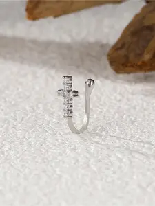 Punk Style Rhinestone Decorated Cross Design Nose Ring, Fashionable Nose Ring for Women & Girls, Body Jewelry for Party, Daily Clothing Decor