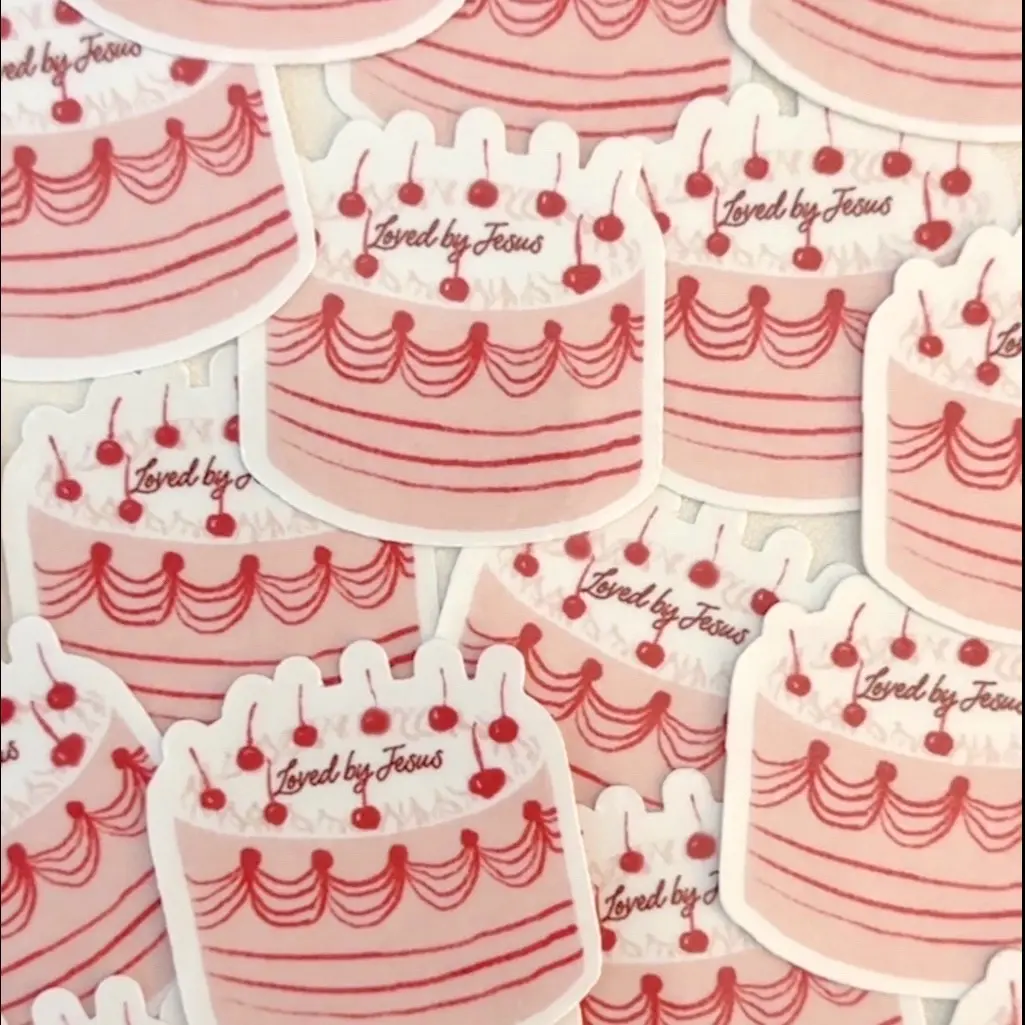 Loved by Jesus sticker cake Loved by Jesus sticker cake