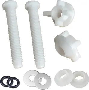 2 Pack Universal White Plastic Toilet Seat Screws Replacement, Toilet Seat Hinges  and Nuts For Top Mount Toilet lid Fastener Parts Kit