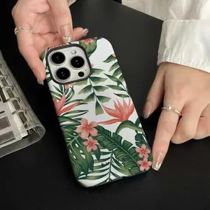 Tropical Plant Flower Burga Phone Case Cover for iPhone 17-11 Pro Max/x/XR/xsmax/8 Plus, Luxurious Dual Layer Protective Protection, Durable, Stylish & Protective Design, Smartphone Cellphone Casing